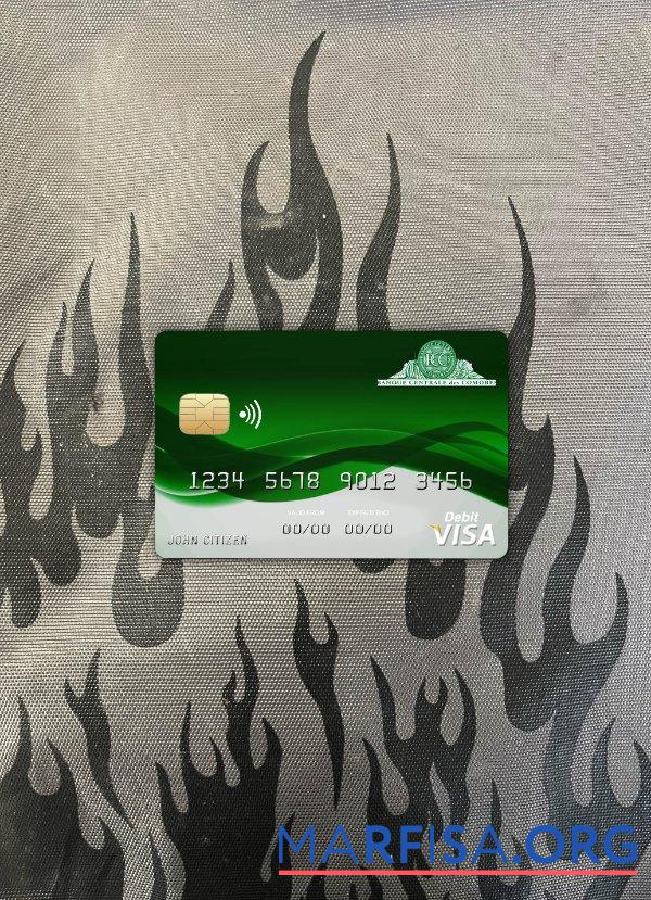 Blank Comoros Sanduk bank visa card photolook front download for verification